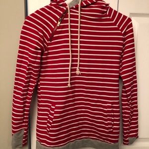 Double hooded hoodie.